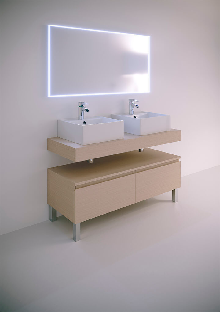 Muebles de baño con 2 lavabos